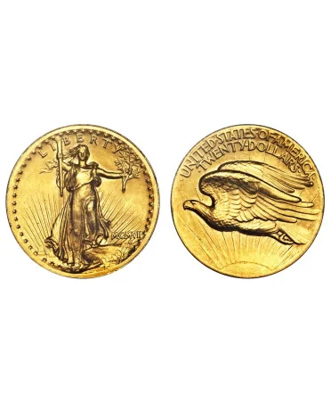 Gold coin of twenty 20 dollars DOUBLE EAGLE SAINT GAUDENS American gold available ONLINE and IN STORE at VIRTU LUXURY