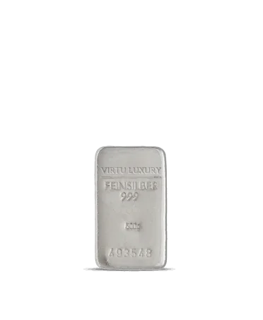Lingot d'argent pur 24K d'un poids de 500 G disponible chez VIRTU LUXURY