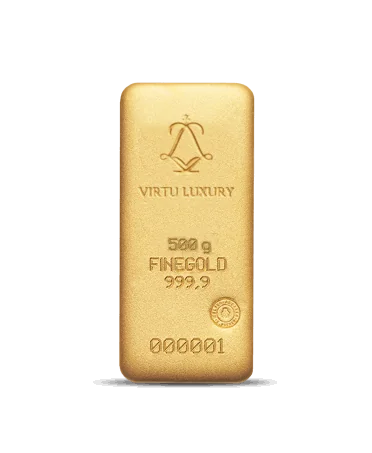 500 Gram bar of pure 24K gold for sale at VIRTU LUXURY