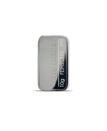 24K pure silver bar weighing 10 grams available at VIRTU LUXURY