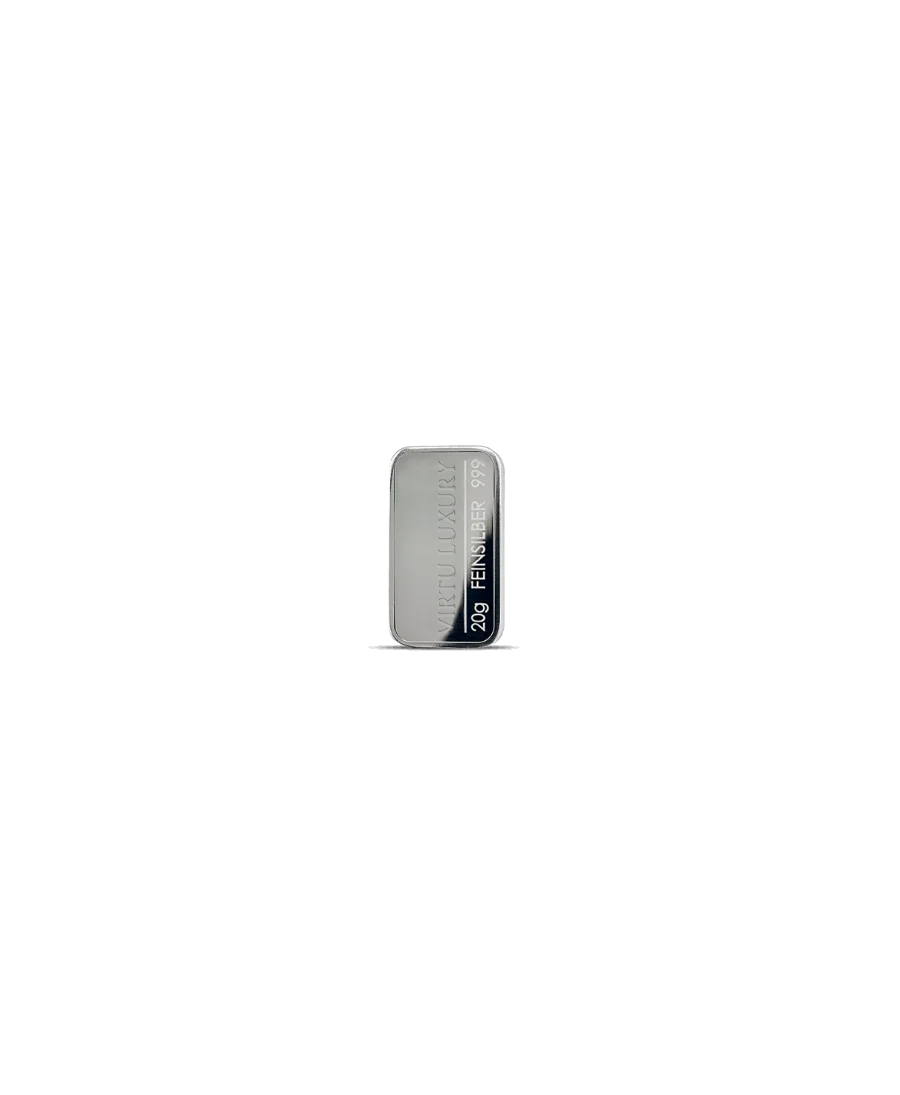 Lingot d'argent pur 24K d'un poids de 20 Grammes disponible chez VIRTU LUXURY Lingot d'argent pur 24K d'un poids de 20 Grammes disponible chez VIRTU LUXURY
