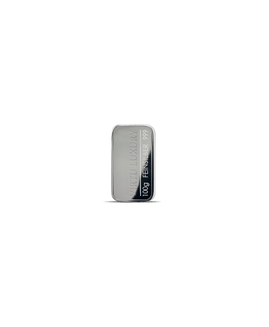 Lingot d'argent pur 24K d'un poids de 100 Grammes disponible chez VIRTU LUXURY Lingot d'argent pur 24K d'un poids de 100 Grammes disponible chez VIRTU LUXURY