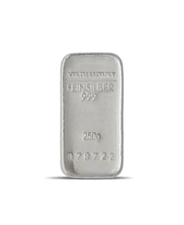 24K pure silver bar with a weight of 250 Grams available at VIRTU LUXURY