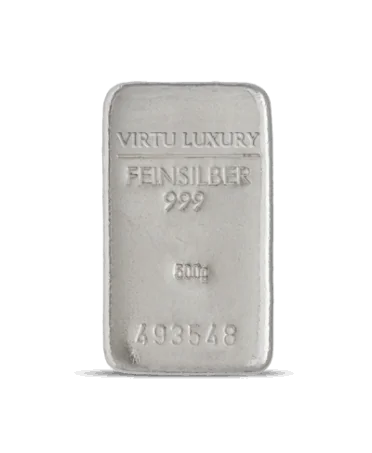 24K pure silver bar with a weight of 500 Grams available at VIRTU LUXURY