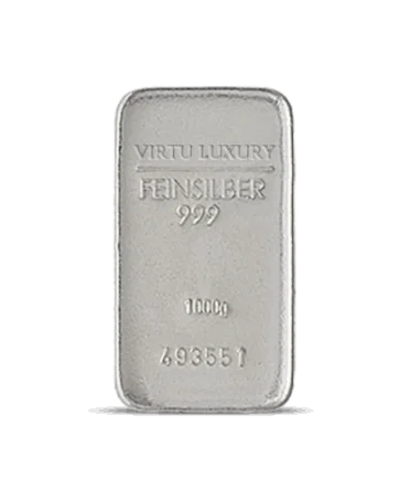 24K pure silver bar with a weight of 1 KG available at VIRTU LUXURY