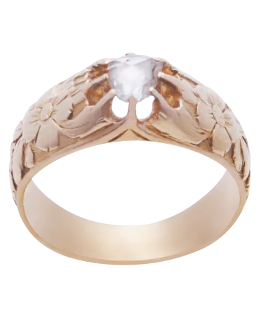 THE SICILIAN, 18-karat yellow gold wedding band with a solitaire diamond available at VIRTU LUXURY