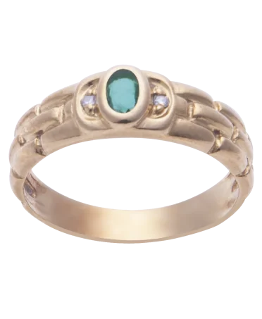 18K yellow gold emerald brick ring available at virtu luxury