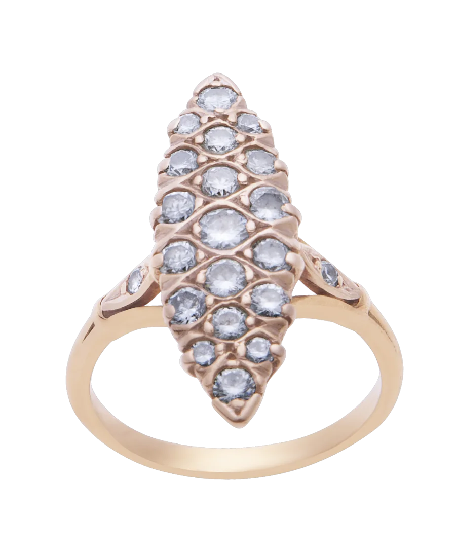 FESTIVE MARQUISE ring in 18 Karat yellow gold. Available at VIRTU LUXURY.