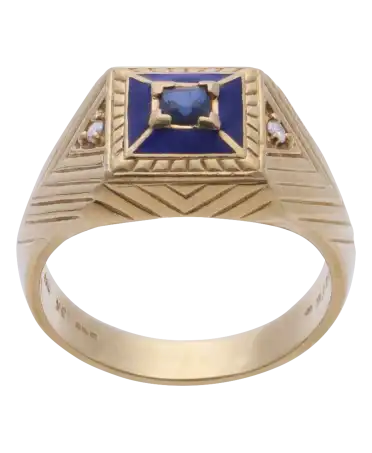POLARIS STAR signet ring from FABERGE house in 18K yellow gold with sapphire and brilliant diamonds at VIRTU LUXURY