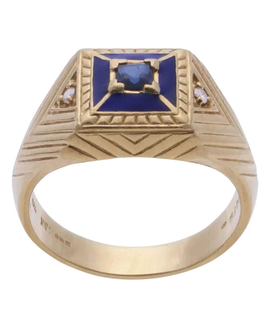 POLARIS STAR signet ring from FABERGE house in 18K yellow gold with sapphire and brilliant diamonds at VIRTU LUXURY POLARIS STAR signet ring from FABERGE house in 18K yellow gold with sapphire and brilliant diamonds at VIRTU LUXURY