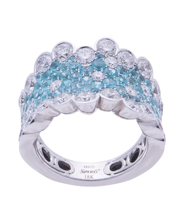 LP2269 ring by Maison Simon G. with Diamonds and Paraiba Tourmalines. VIRTU LUXURY.