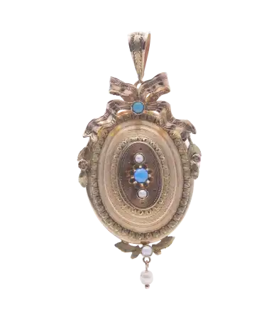 SECOND EMPIRE Pendant with 2 Ors yellow and rose 18 Carats. Available at VIRTU LUXURY.