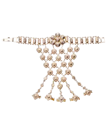 Glover a Gold glove with gold hearts and rings. Available at VIRTU LUXURY.