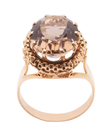 LUMINOUS ring in 18 Karat yellow gold with a smoky quartz. Available at VIRTU LUXURY.