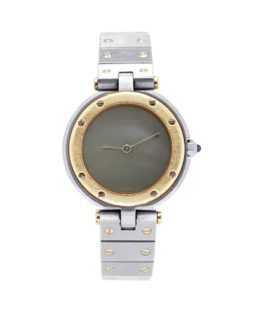 Santos Ronde Bracelet Watch in Steel & Yellow Gold. Available at VIRTU LUXURY.