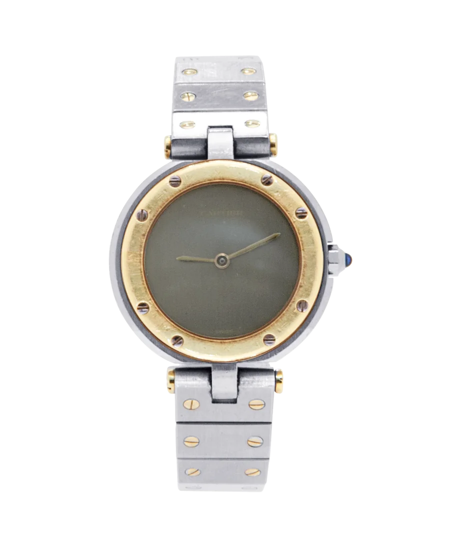 Santos Ronde Bracelet Watch in Steel & Yellow Gold. Available at VIRTU LUXURY.