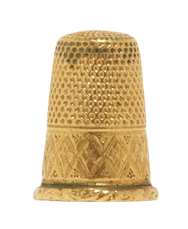 Thimble, shining brightly as it is crafted from gold.