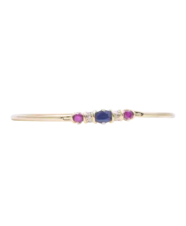 gold jewelry - gold bangle bracelet with sapphires, diamonds and rubies - available at VIRTU LUXURY jewelry store