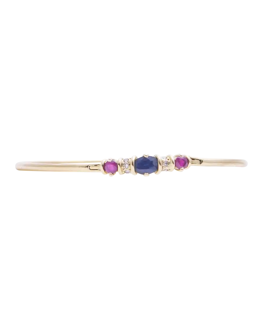gold jewelry - gold bangle bracelet with sapphires, diamonds and rubies - available at VIRTU LUXURY jewelry store