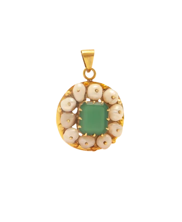 gold jewelry - gold pendant with emeralds and PEARLS - available in jewelry stores at VIRTU LUXURY