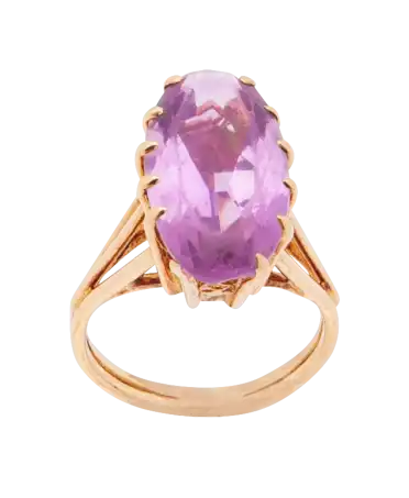 Amethyst Marquise Ring with 12 prongs in 18 Karat yellow gold. Available at VIRTU LUXURY.