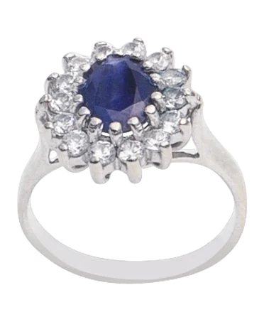 The CHARMING DAISY ring, with its sapphire and diamonds is unforgettable .
