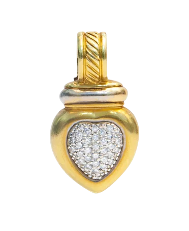 gold jewelry - 18K yellow gold pendant with heart-shaped diamonds - second-hand jewelry available in jewelry store at VIRTU LUXURY