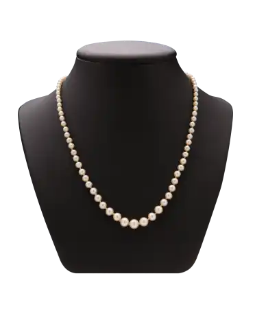 luxury necklace - graduated pearl necklace gold clasp - 1-strand cultured pearl necklace - AA+ luster