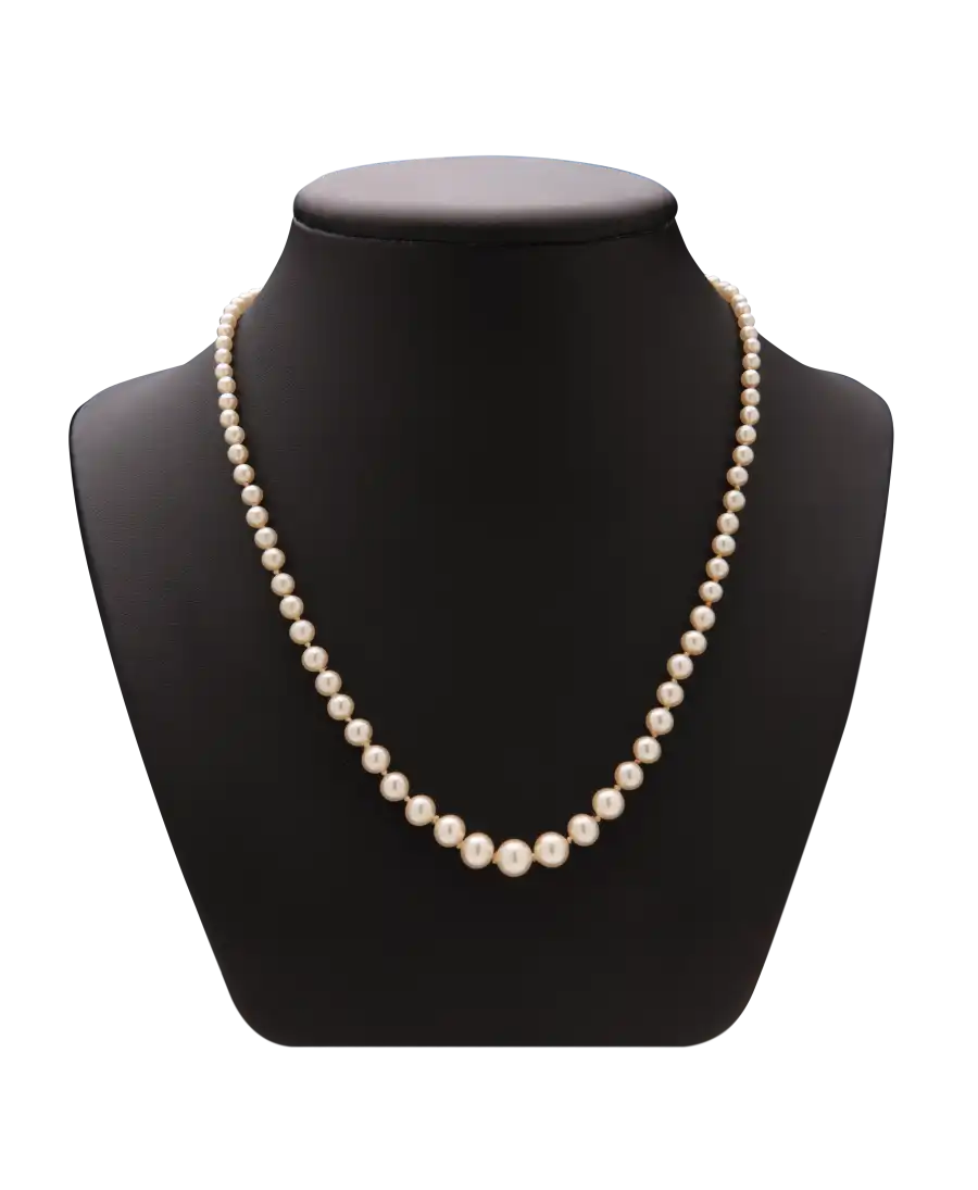 luxury necklace - graduated pearl necklace gold clasp - 1-strand cultured pearl necklace - AA+ luster