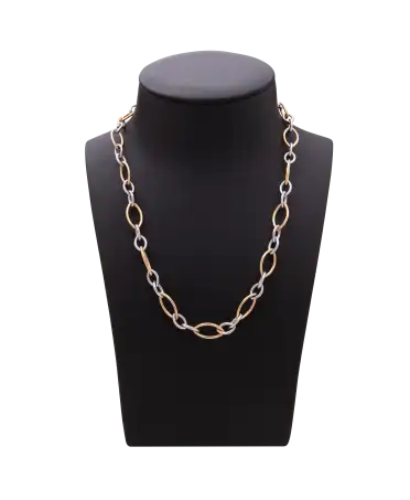 MODERN NECKLACE LINKS EARRINGS 2 TONES WHITE GOLD AND YELLOW GOLD - In JEWELRY at VIRTU LUXURY