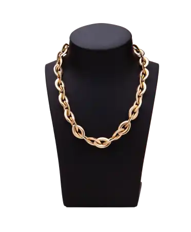 MODERN YELLOW GOLD OBLONG LINK NECKLACE - Available at VIRTU LUXURY Jewelry