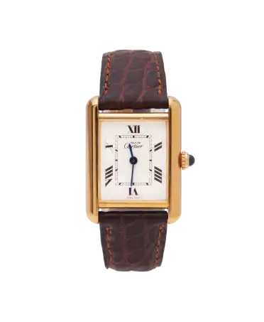 Must Cartier Watch - pin buckle - leather - Cartier - vermeil