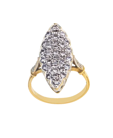Marquise en Fête ring in 2-tone white and yellow gold. Available at VIRTU LUXURY.