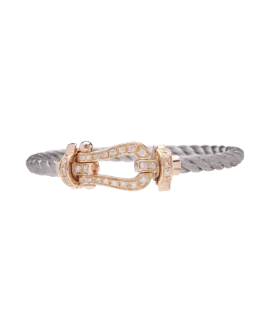 Force 10 bracelet in rose gold - Clasp bracelet with diamonds - Gold and diamond clasp