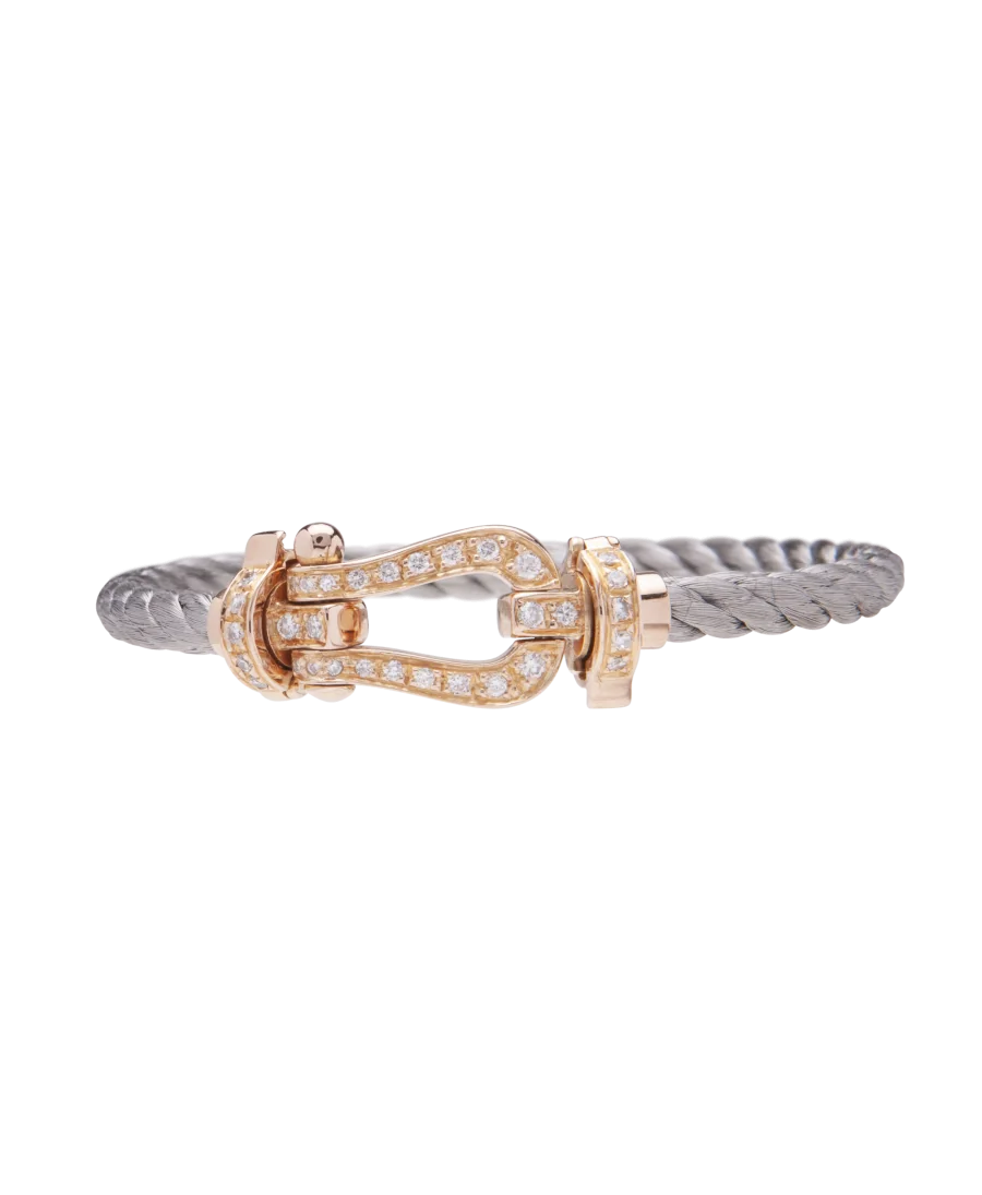 Force 10 bracelet in rose gold - Clasp bracelet with diamonds - Gold and diamond clasp