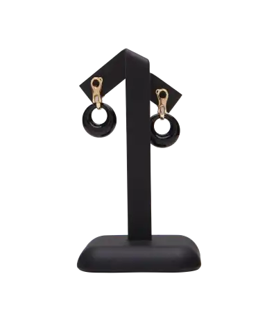 Earring - brand - ear clips with diamonds - earring with onyx - VCA - VAN CLEEF ARPELS