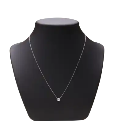 DINH VAN necklace in 18K shiny white gold - solitaire diamond - THE DIAMOND CUBE - Available at VIRTU LUXURY