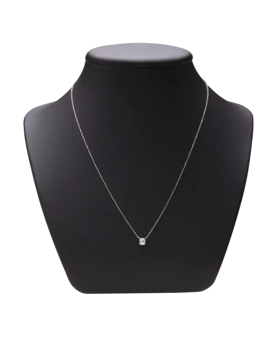 DINH VAN necklace in 18K shiny white gold - solitaire diamond - THE DIAMOND CUBE - Available at VIRTU LUXURY