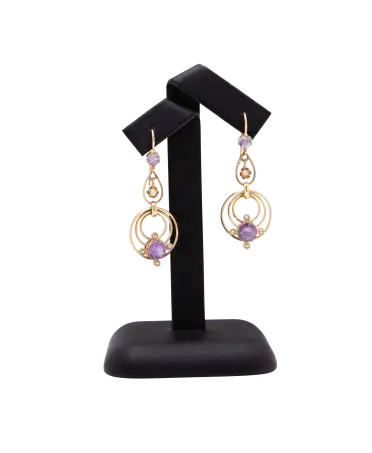 Amethyst Whirlpool Earrings with Pearls. Available at VIRTU LUXURY.