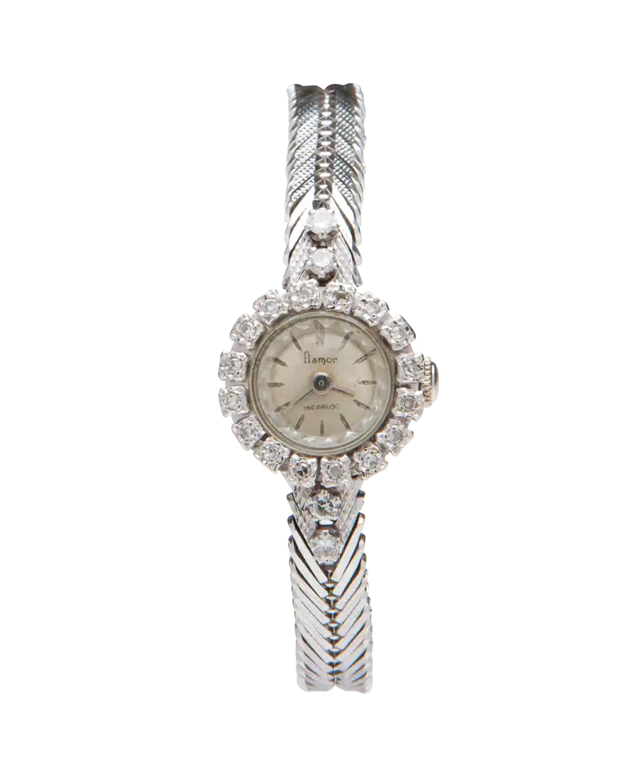 18 Karat white gold wristwatch from the watchmaker Flamor. VIRTU LUXURY. 18 Karat white gold wristwatch from the watchmaker Flamor. VIRTU LUXURY.