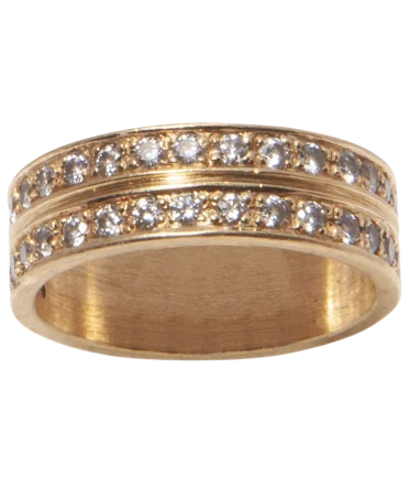 18K yellow gold full eternity double wedding band with brilliant diamonds at VIRTU LUXURY