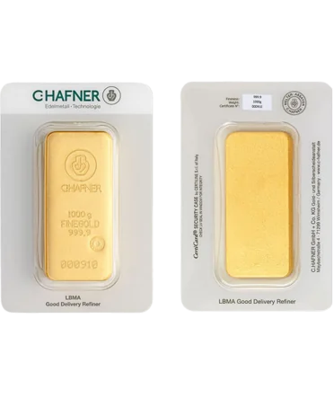 1 Kg gold bar in double-sided blister pack at VIRTU LUXURY