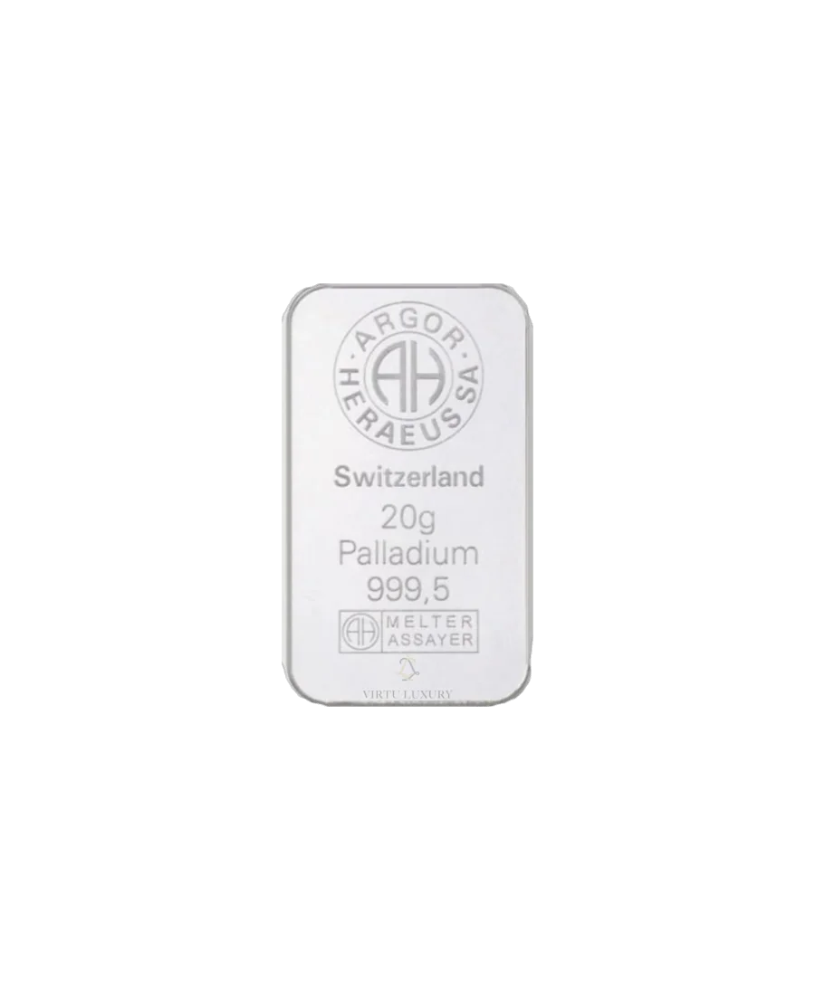 lingot de 20 Grammes de PALLADIUM pur 24K en vente disponible chez VIRTU LUXURY