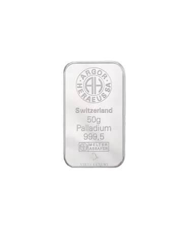 50 Grams PALLADIUM bar of pure 24K for sale available at VIRTU LUXURY