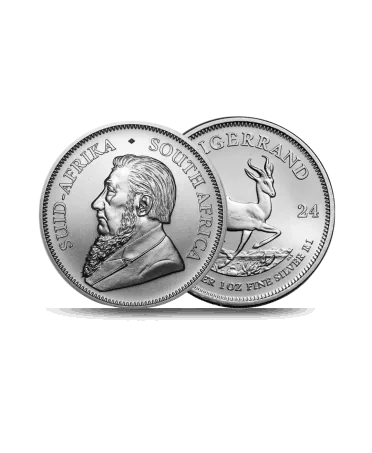 obverse and reverse of the KRUGERRAND 1 OUNCE SILVER coin at VIRTU LUXURY