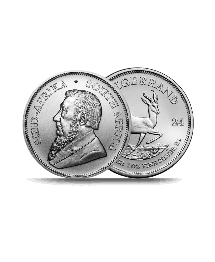 obverse and reverse of the KRUGERRAND 1 OUNCE SILVER coin at VIRTU LUXURY