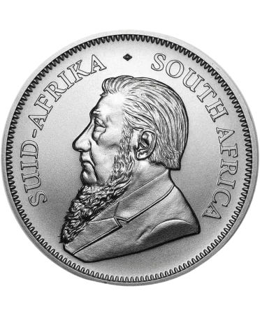 obverse of the ONE OUNCE KRUGER RAND silver coin available at VIRTU LUXURY
