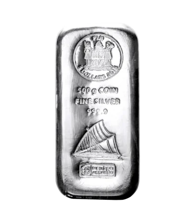500-gram silver bullion bar from the FIJI Islands with a face value of 5 dollars VAT FREE
