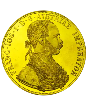 Obverse of the FOUR 4 AUSTRIAN DUCATS available at VIRTU LUXURY