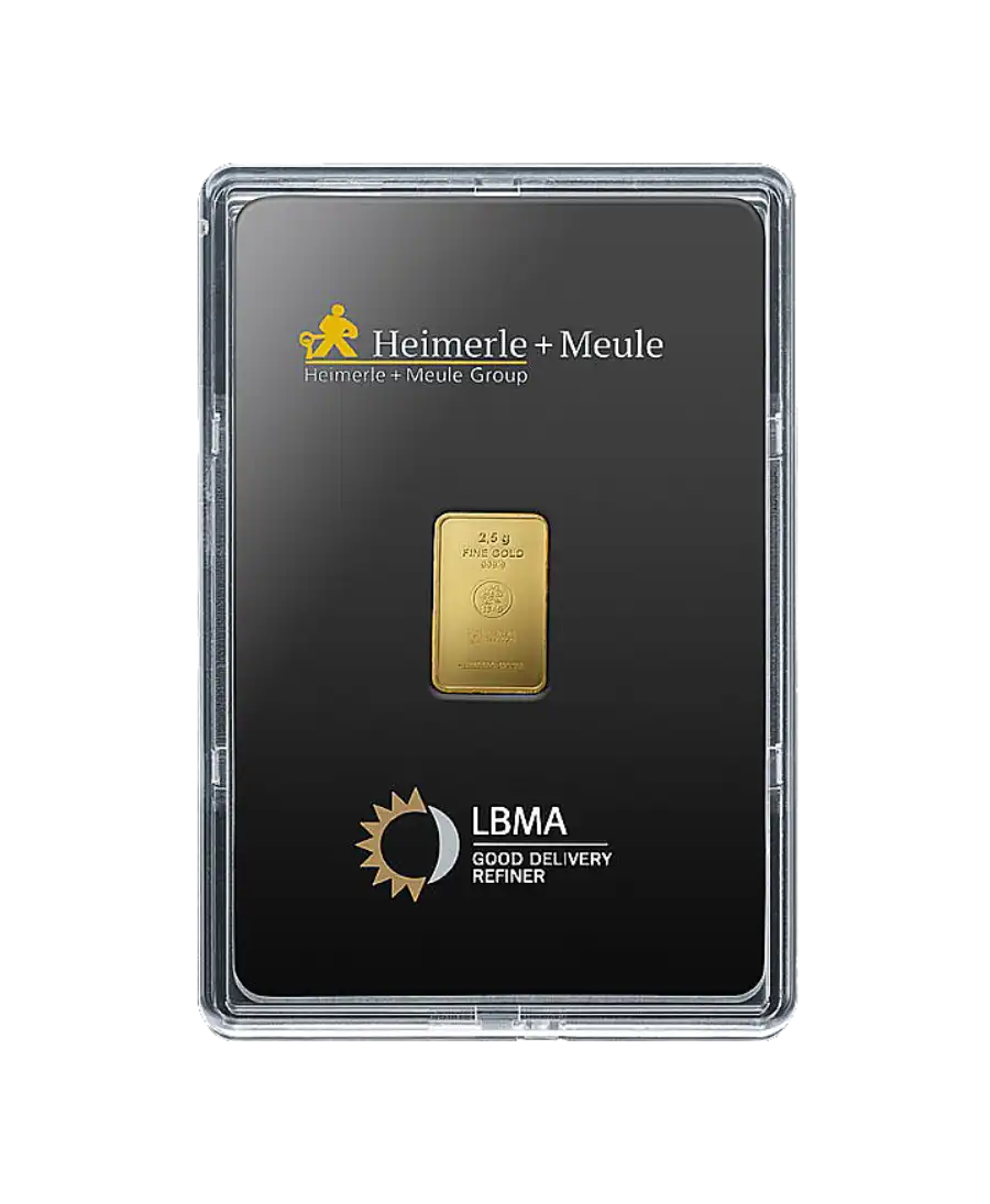 avant du lingotin 1 Grammes de HEIMERLE + MEULE d'or pur 24K recyclé en vente disponible chez VIRTU LUXURY